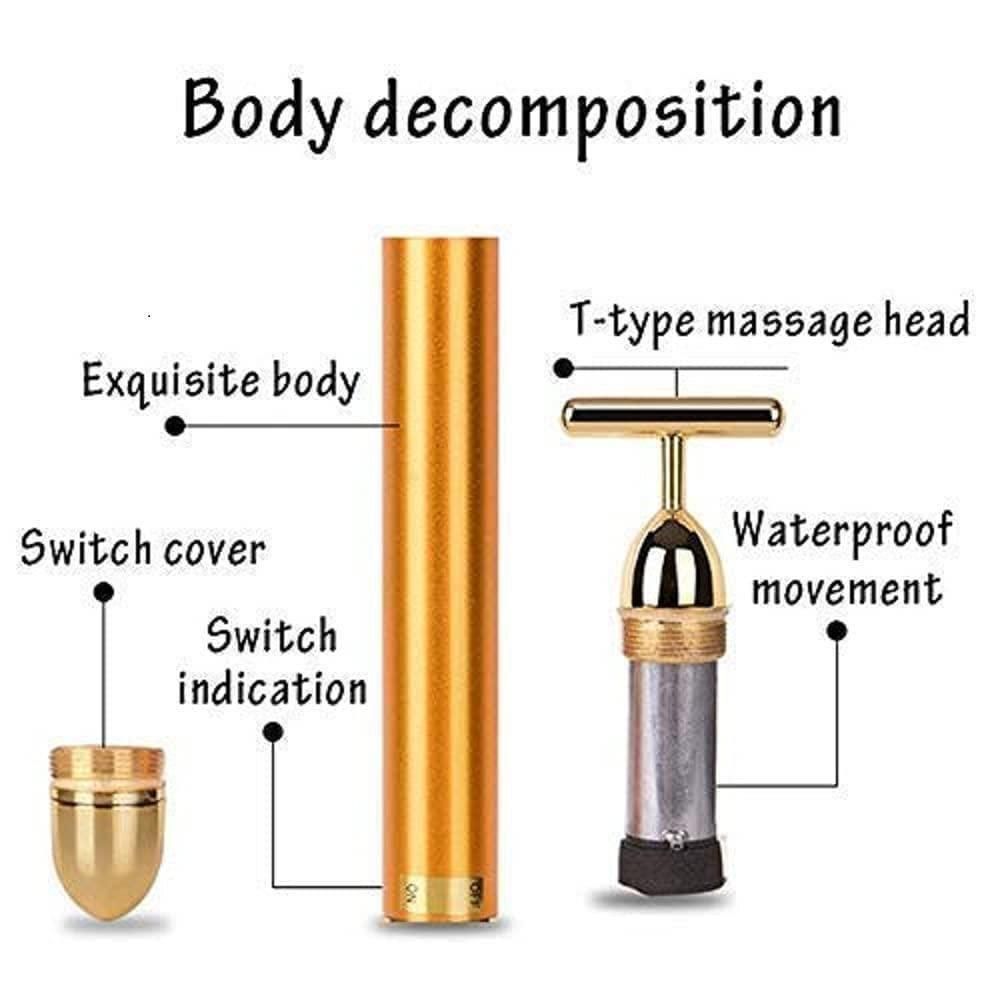 24K Gold Energy Beauty Bar Electric Facial Massage Roller 19z41t-h6