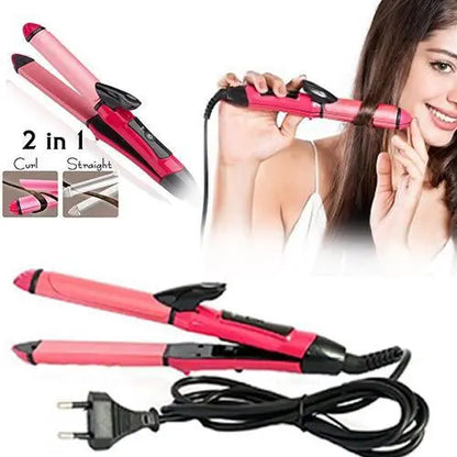 385 2 In 1 Hair Straightener And Curler Machine For Women  Curl  Straight Hair Iron Wukusy