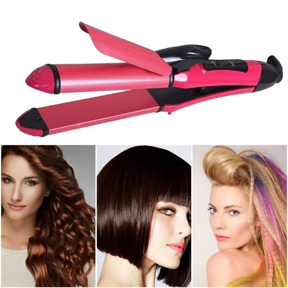 385 2 In 1 Hair Straightener And Curler Machine For Women  Curl  Straight Hair Iron Wukusy
