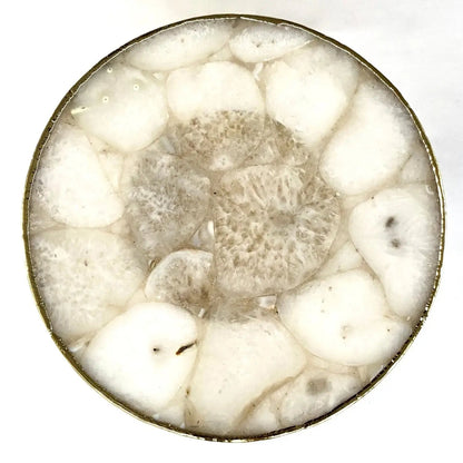 White Crystal Agate Cake Stand/Centrepiece/Display Stand/Tray 10" Round The Tangerine Store