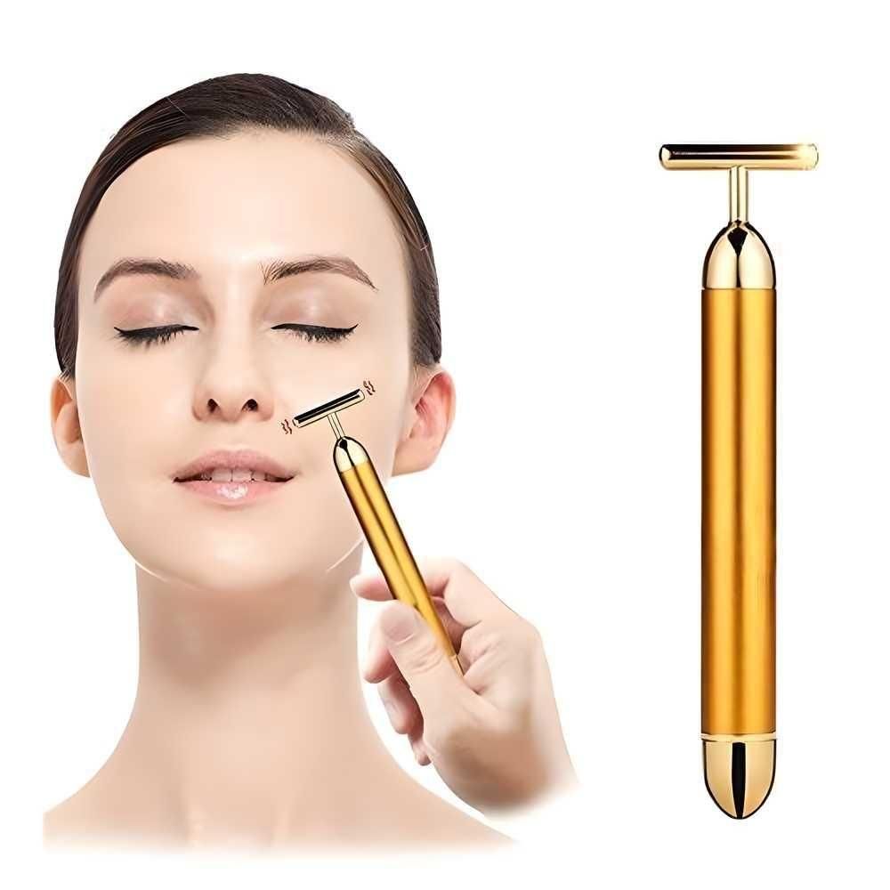 24K Gold Energy Beauty Bar Electric Facial Massage Roller 19z41t-h6