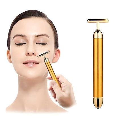 24K Gold Energy Beauty Bar Electric Facial Massage Roller 19z41t-h6