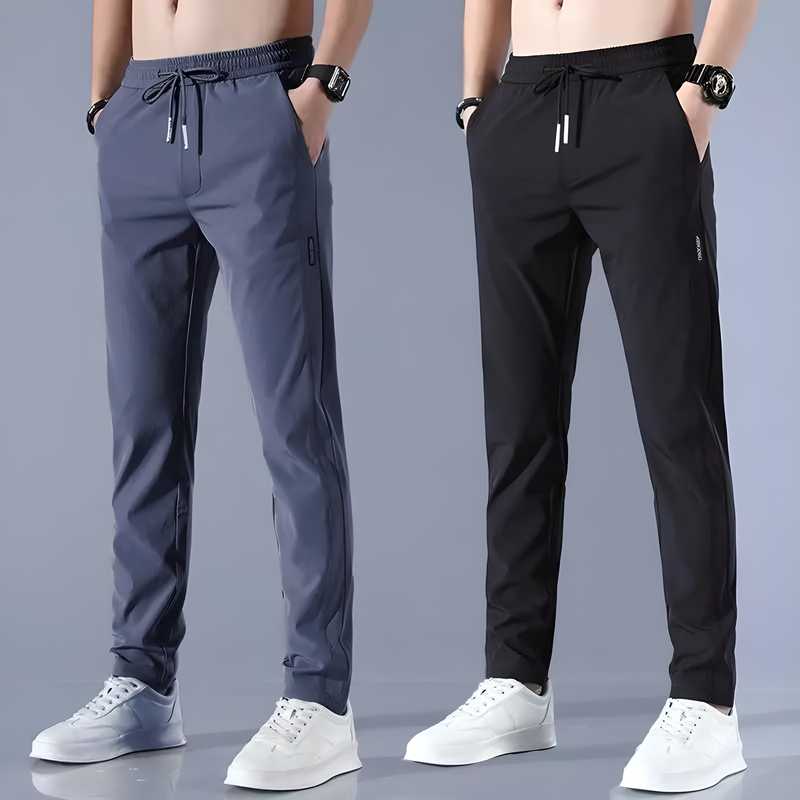 Combo of Generisch Men's Quick Dry Stretch Trousers Ice Cold Breathable Jogger Drawstring Jogging Bottoms with Pockets Business Trousers 19z41t-h6