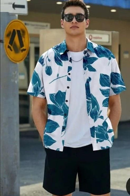 Men's Printed Half Sleeves Regular Collar Casual Shirt 19z41t-h6