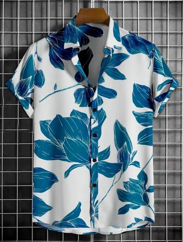 Men's Printed Half Sleeves Regular Collar Casual Shirt 19z41t-h6