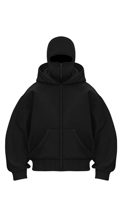 Balaclava Full Sleeves Zipper Hoodie with Mask – Cotton Fleece Winter Hoodie for Men (Black) Daily Hub