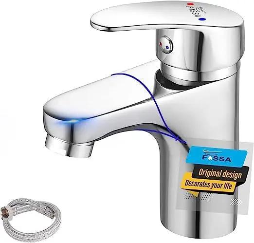 Fossa Taps for Bathroom Sink Chrome Basin Mixer Tap Brass Modern Single Handle Bathroom Faucet FSLF-001 Fossa