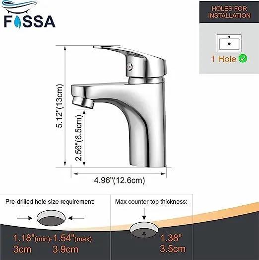 Fossa Taps for Bathroom Sink Chrome Basin Mixer Tap Brass Modern Single Handle Bathroom Faucet FSLF-001 Fossa