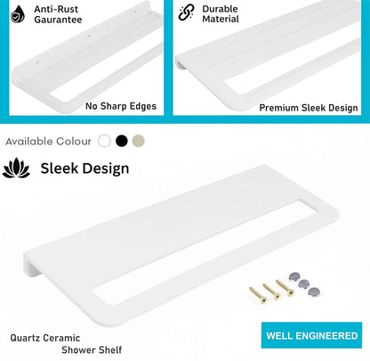 Fossa Space-Saving Wall Mounted Towel Shelf – Foldable Chrome Towel, Durable Bathroom Accessories, Rust Resistant & Stylish Bathroom Fittings | White (Quartz Ceramic) Fossa Home