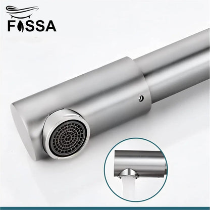 Fossa Zig Zag Stainless Steel Deck Mounted Folding Kitchen Faucet, 304 Stainless Steel Single Handle with 360 Rotating Spout with Pure Water Cold and Hot Modern Drinking Faucet Fossa Home