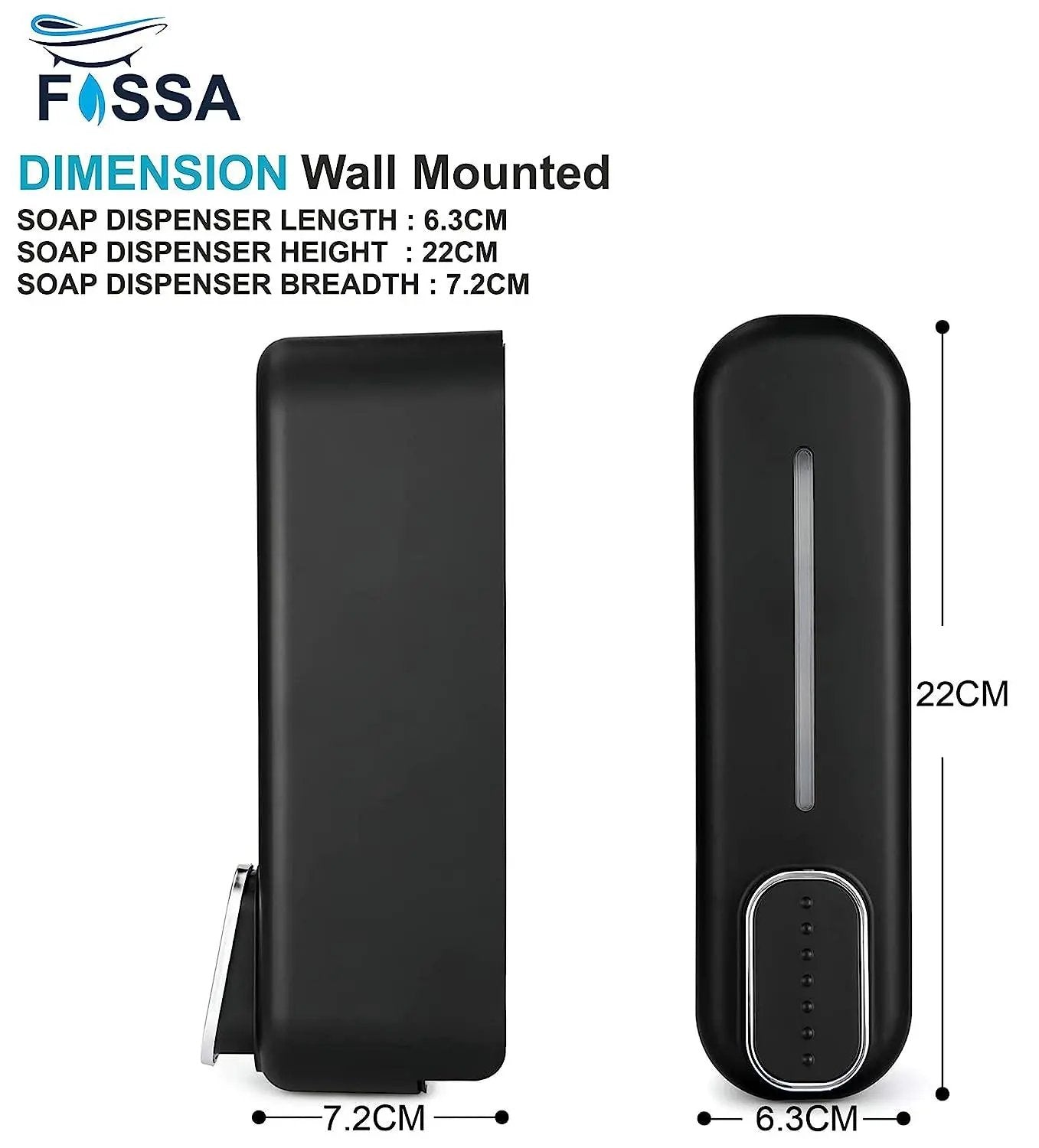 Fossa Wall-Mount Soap Dispenser 350ml – Manual Dispenser for Soap, Shampoo, Hand Cleanser, Shower Gel – Durable Bathroom Accessory SD-002 Fossa Home
