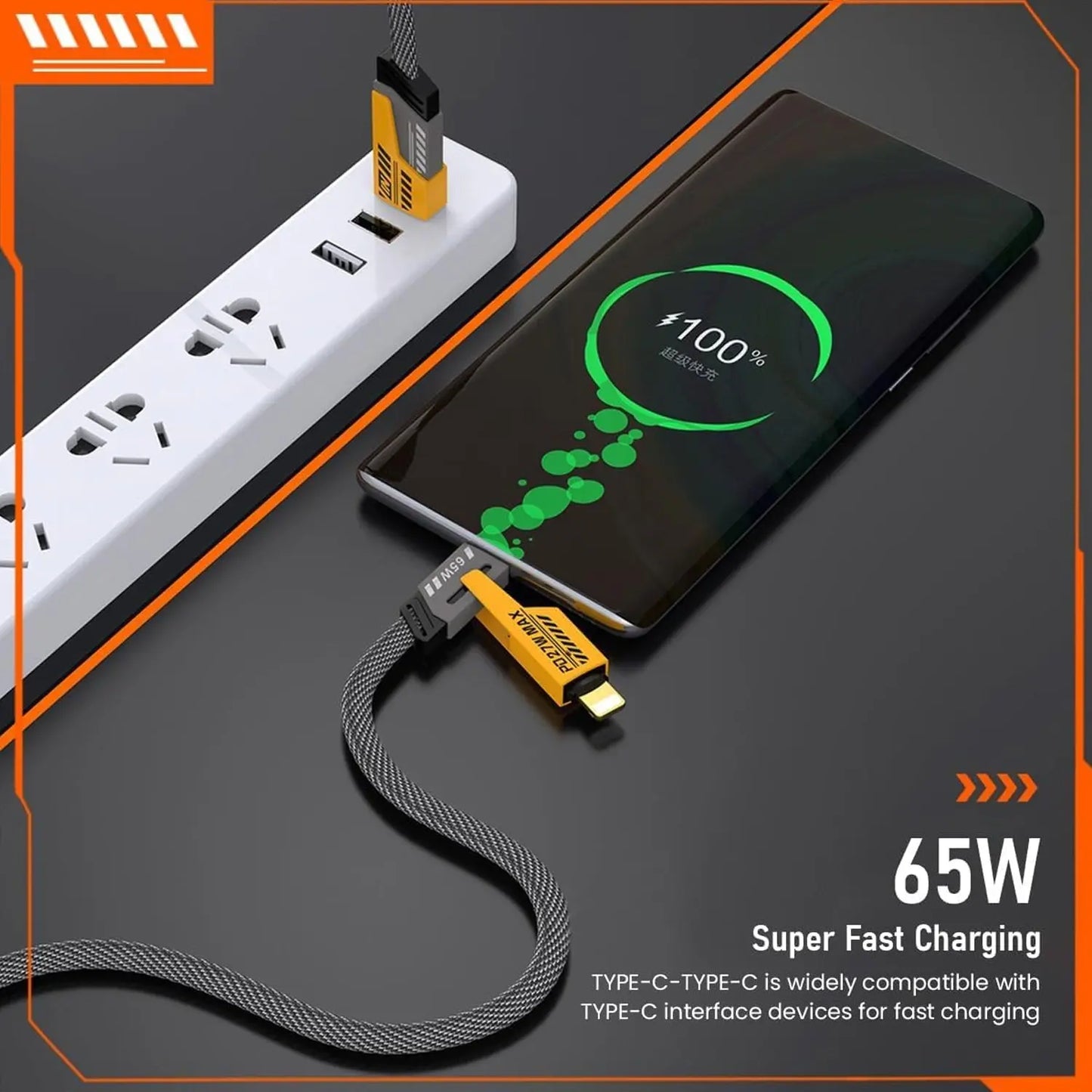 4 In 1 Fast Charging Cable (1 Pc  Loose) Wukusy