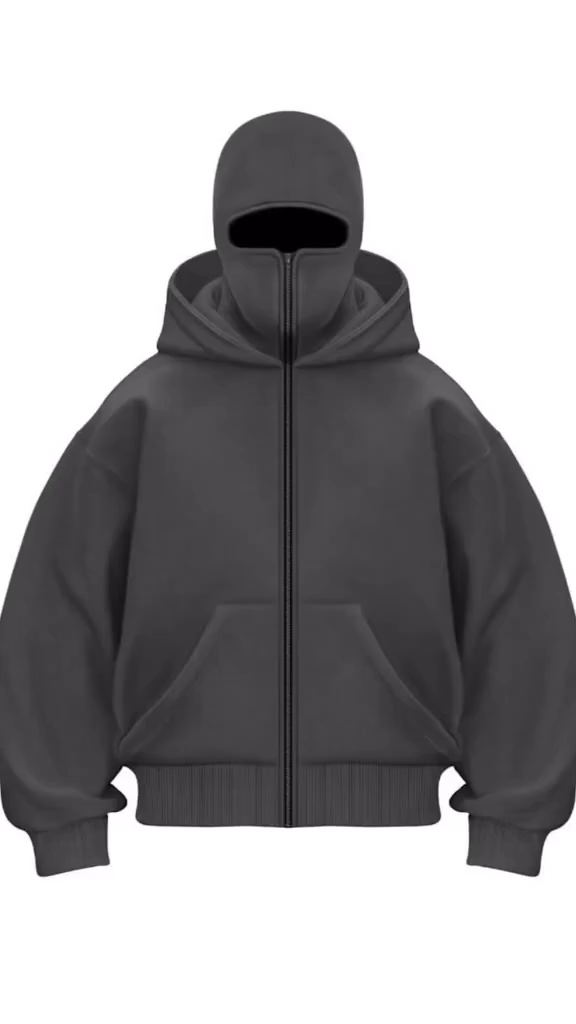 Balaclava Full Sleeves Zipper Hoodie with Mask – Cotton Fleece Winter Hoodie for Men (Black) Daily Hub