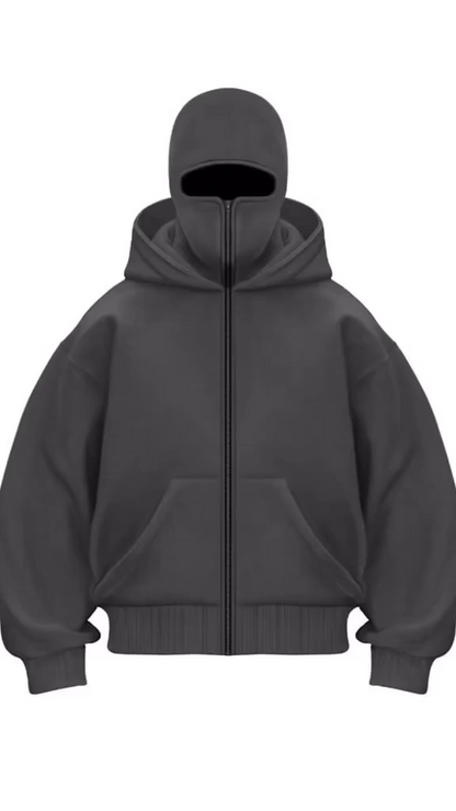Balaclava Full Sleeves Zipper Hoodie with Mask – Cotton Fleece Winter Hoodie for Men (Black) Daily Hub